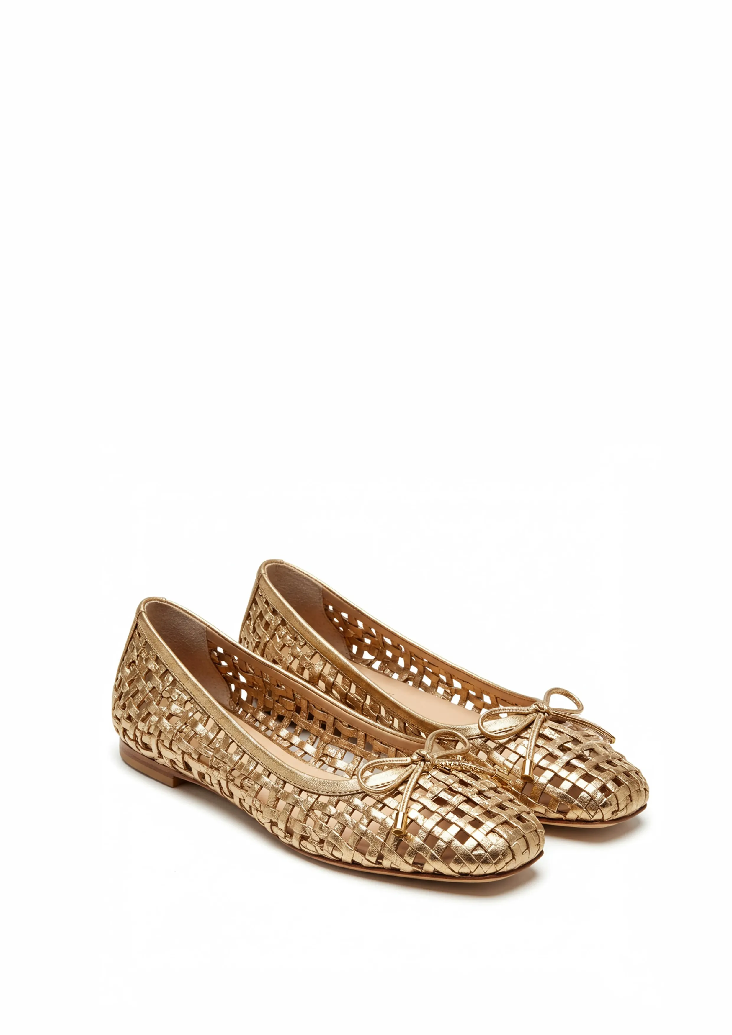 Aurora Metallic Woven Ballet Flats - Gold sold by JW PEI