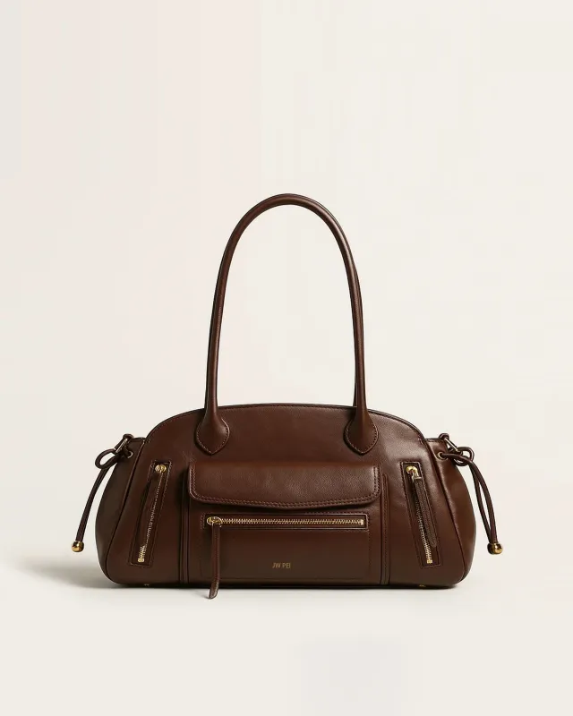 Sofia Zip Shoulder Bag - Brown sold by JW PEI