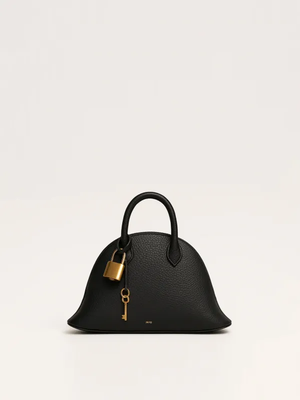 Lillian Dome Top-Handle Bag with Lock Charm - Black sold by JW PEI