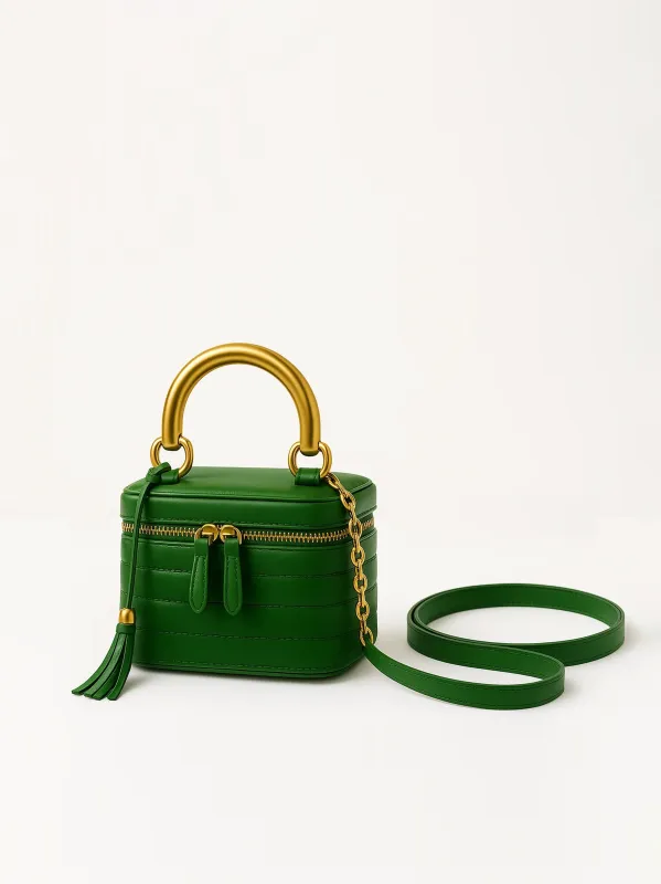 Eleanor Gold Chain Handle Bag - Green sold by JW PEI