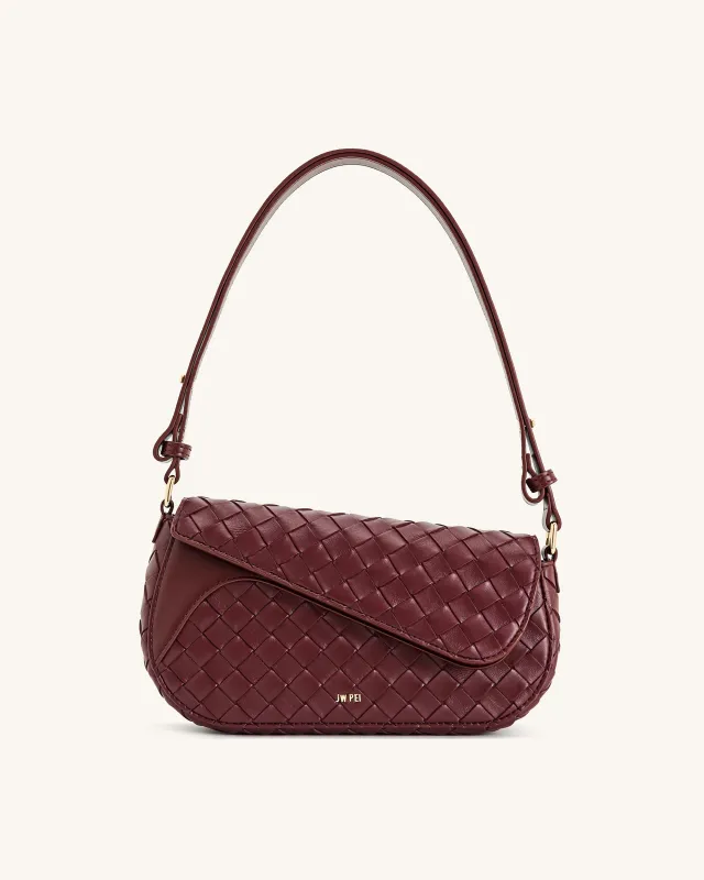 Addisyn Weave Texture Shoulder Bag - Burgundy sold by JW PEI