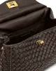 Lucia Classic Top Handle Woven Bag - Dark Brown sold by JW PEI