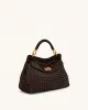 Lucia Classic Top Handle Woven Bag - Dark Brown sold by JW PEI