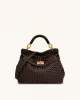 Lucia Classic Top Handle Woven Bag - Dark Brown sold by JW PEI