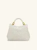 Lucia Classic Top Handle Woven Bag - White sold by JW PEI