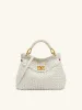 Lucia Classic Top Handle Woven Bag - White sold by JW PEI