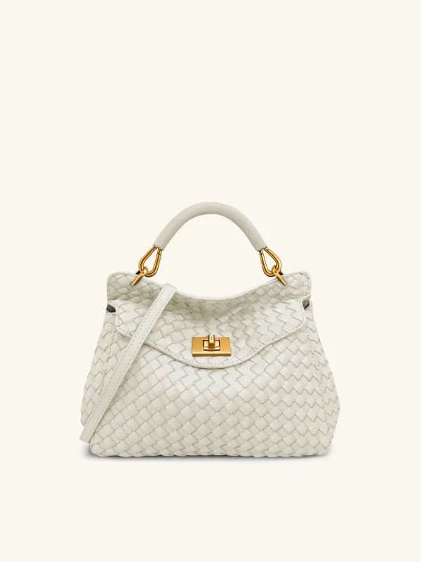 Lucia Classic Top Handle Woven Bag - White sold by JW PEI