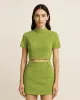 Grace Faux Suede Crop Top and Mini Skirt Set - Chartreuse Green sold by JW PEI