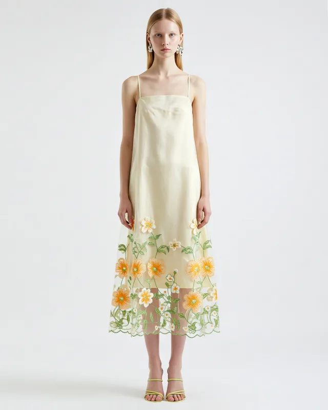 Floral Embroidered Slip Dress - Yellow sold by JW PEI