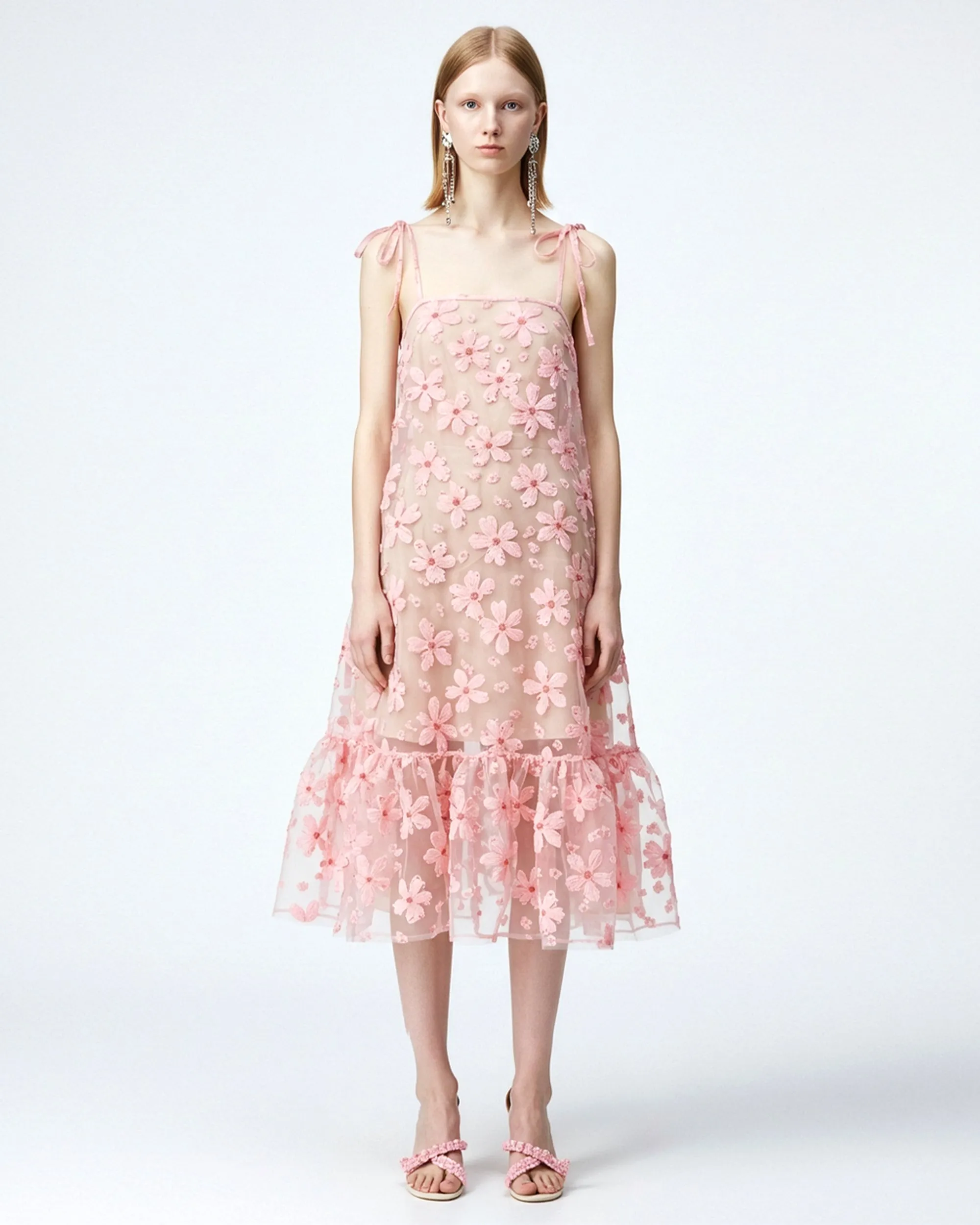 Floral Embroidered Strap Dress - Pink sold by JW PEI