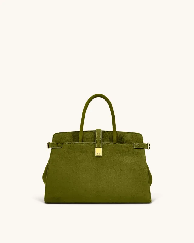 Saige Faux Suede Tote Bag - Olive Green sold by JW PEI