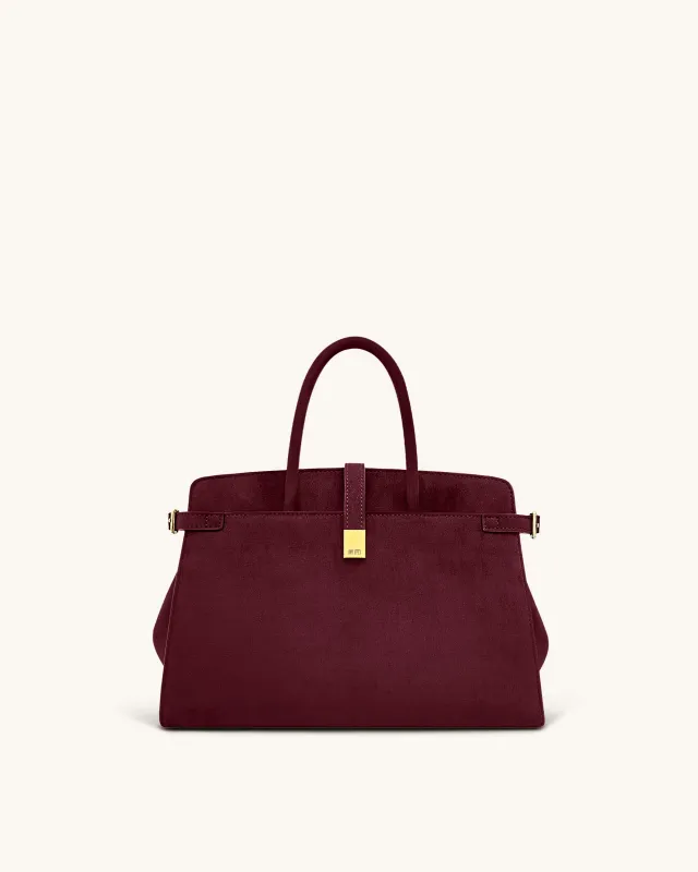 Saige Faux Suede Tote Bag - Burgundy sold by JW PEI
