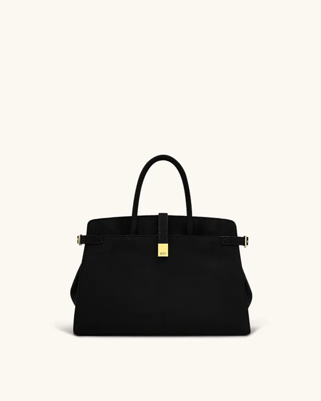 Saige Faux Suede Tote Bag - Black sold by JW PEI