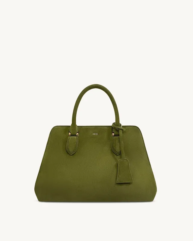 Lara Faux Suede Tote Bag - Dark Olive sold by JW PEI