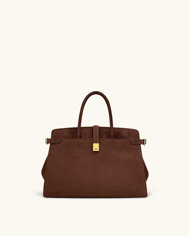 Saige Faux Suede Tote Bag - Brown sold by JW PEI