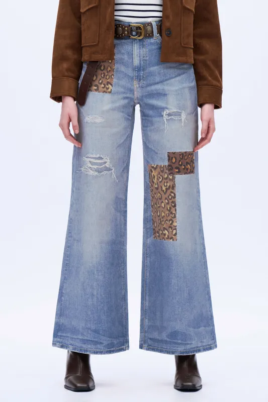 Patchwork Wide-Leg Jeans - Light Blue sold by JW PEI