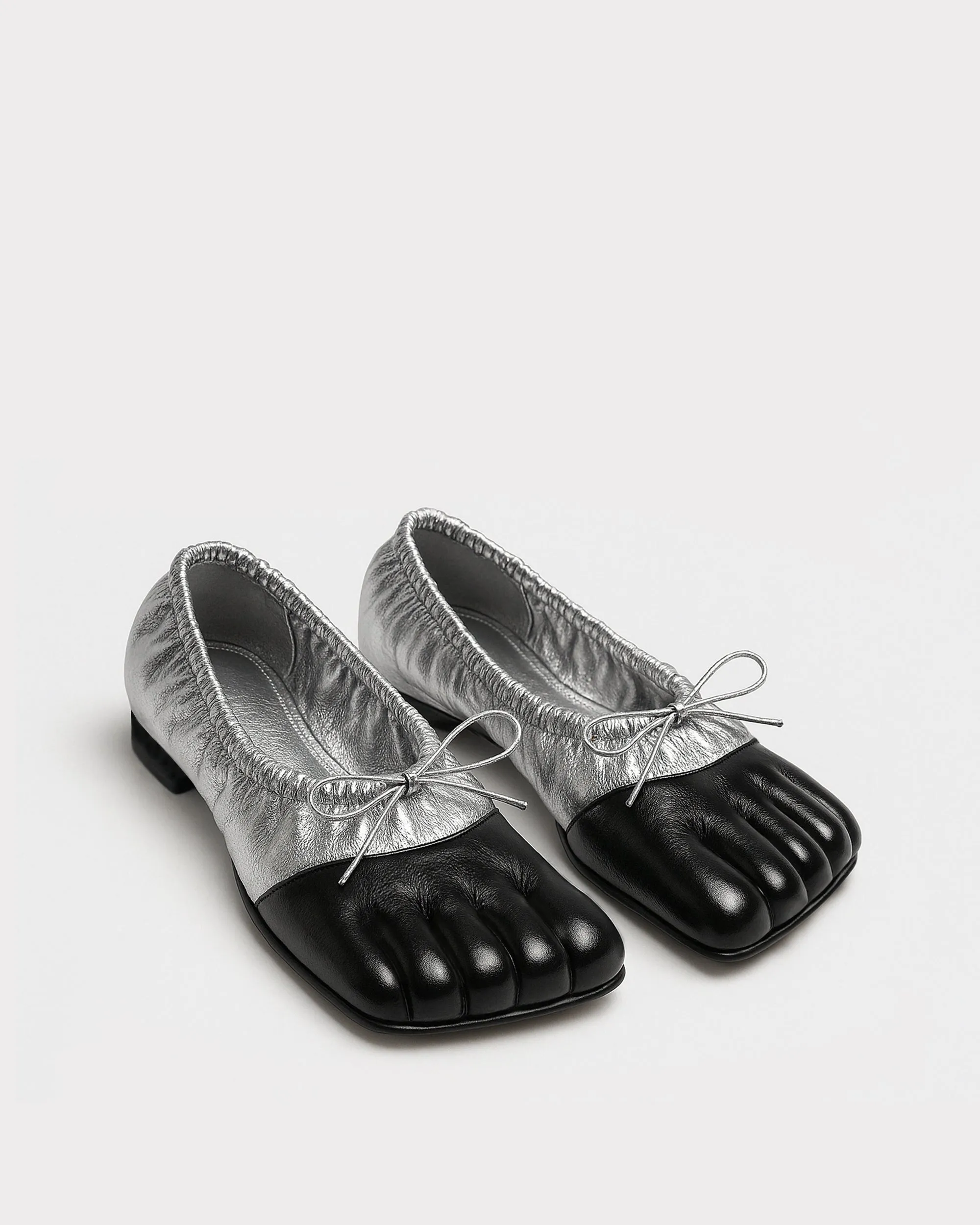 Kennedy Two-Tone Ballet Flats - Silver&Black sold by JW PEI