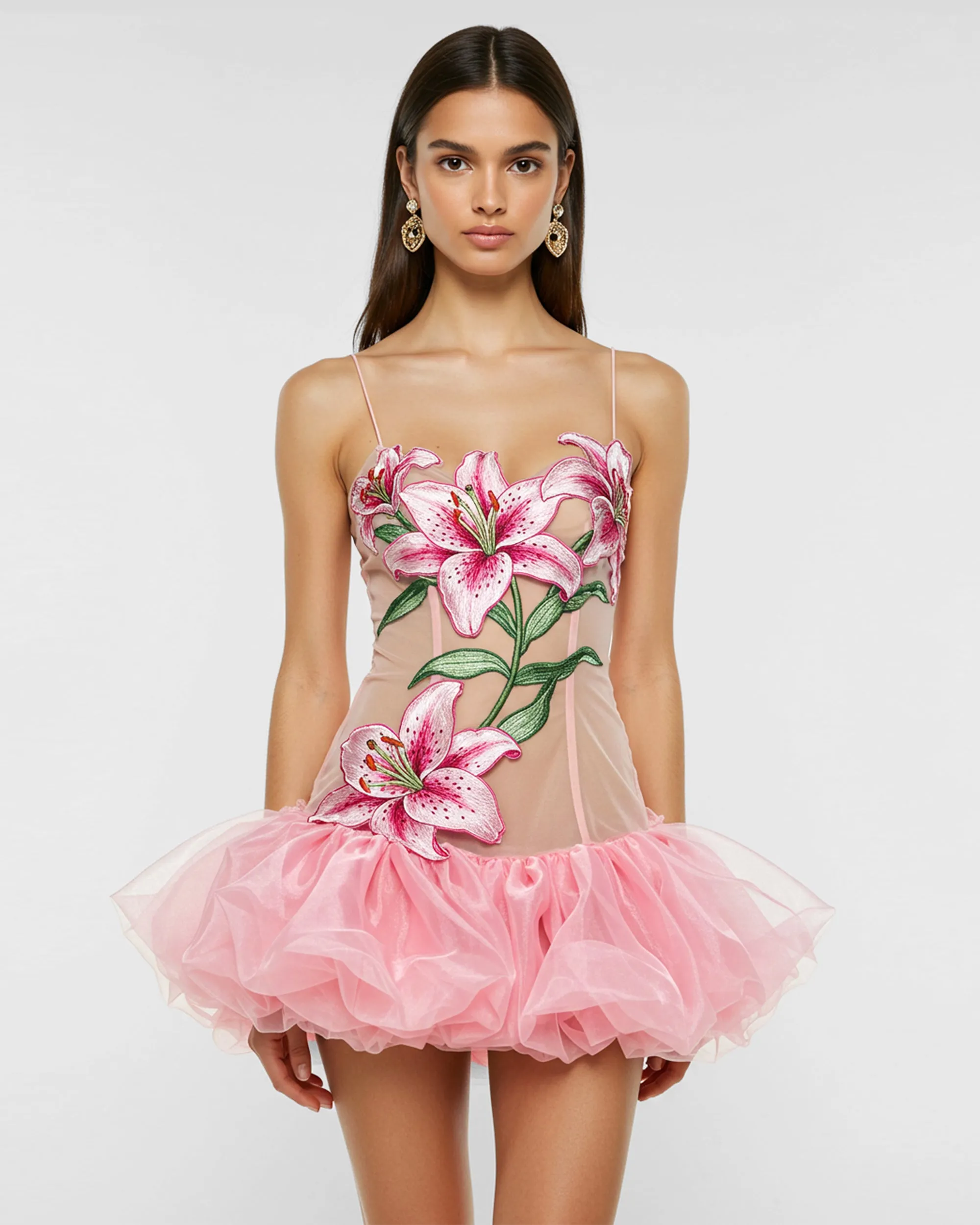 Floral Sling Ballon Hem Mini Dress - Pink sold by JW PEI