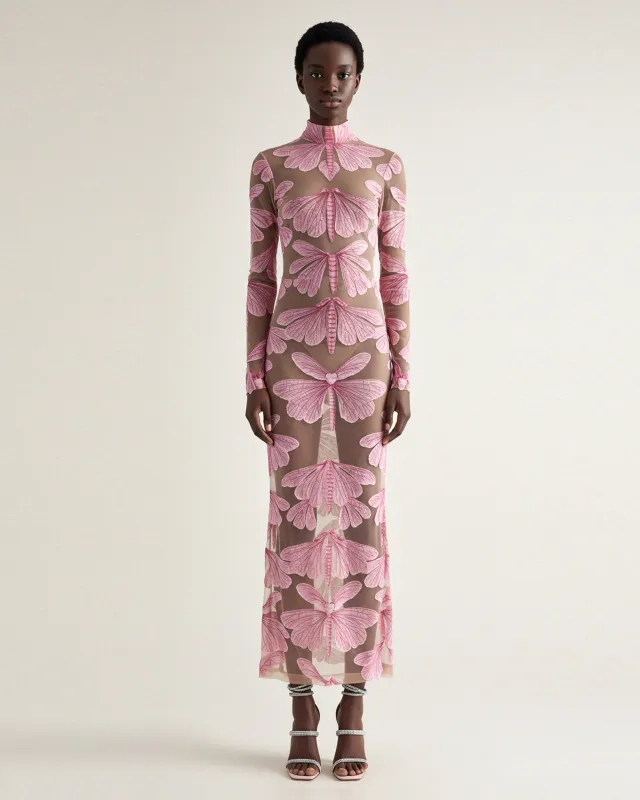 Moth Sheer Mesh Gown - Pink sold by JW PEI