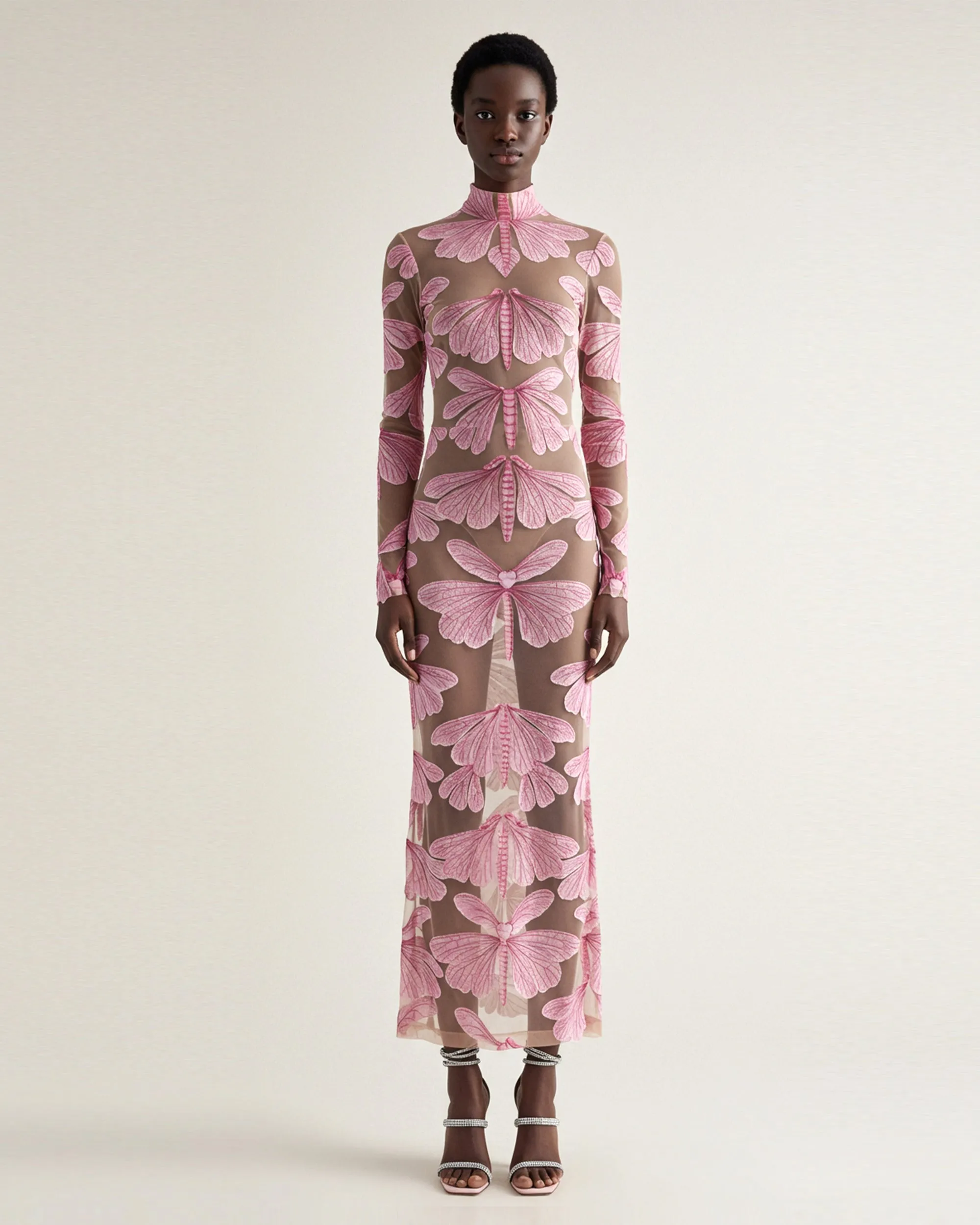 Moth Sheer Mesh Gown - Pink sold by JW PEI