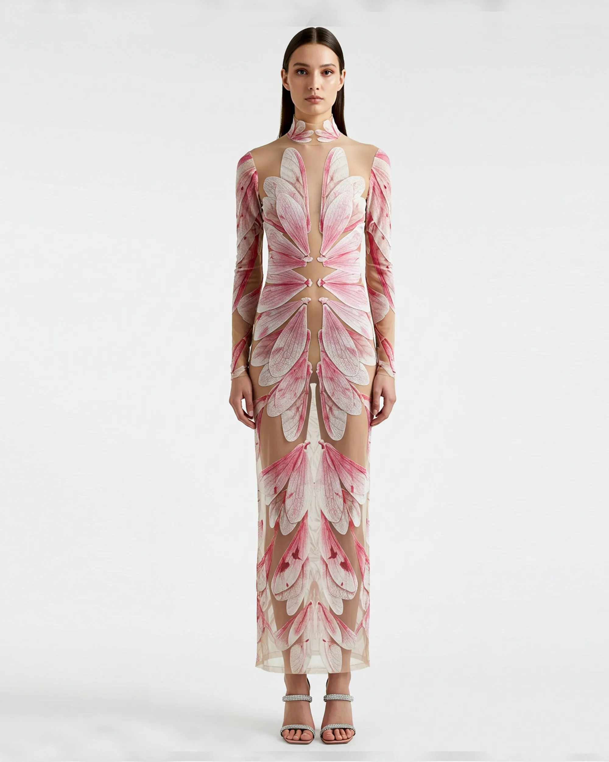 Blush Petal Sheer Mesh Gown - Pink/Beige sold by JW PEI