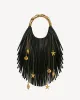Maya Marine Charm Fringe Hobo Bag - Black/Gold sold by JW PEI