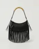 Violet Bohemian Fringe Hobo Bag - Black/Gold sold by JW PEI