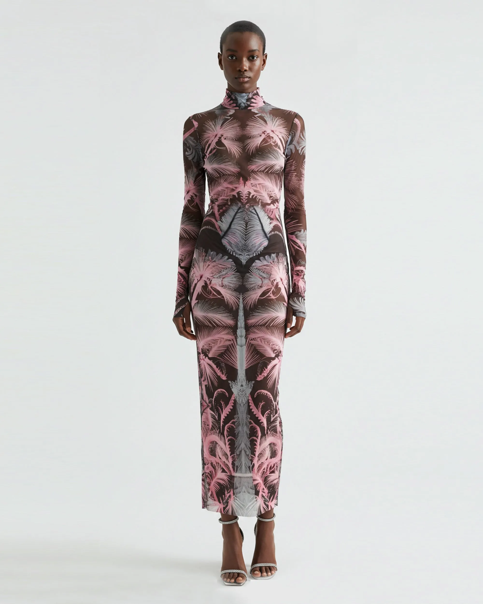 Floral Mesh Dress - Pink/Gray sold by JW PEI