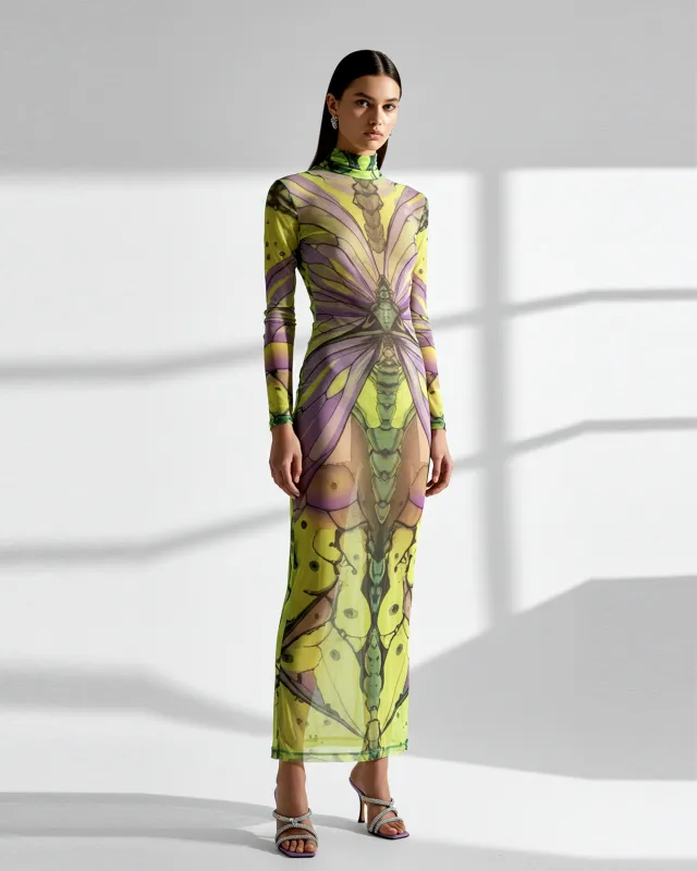 Floral Mesh Dress - Yellow/Purple sold by JW PEI