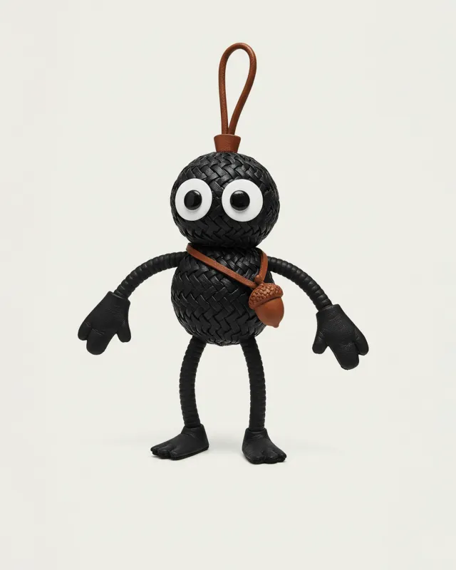 Woven Cartoon Figure Bag Charms Keychain - Black/Brown sold by JW PEI