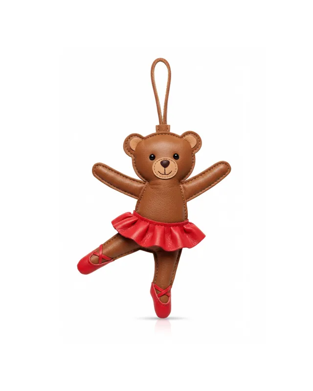 Ballerina Bear Bag Charms Keychain - Brown/Red sold by JW PEI