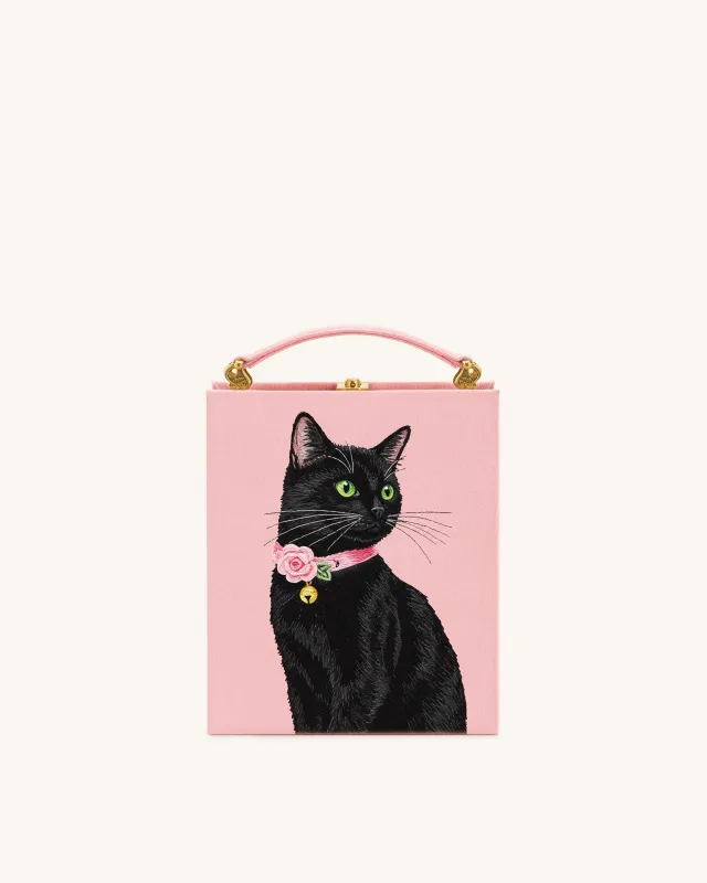 Sarah Black Cat Embroidered Box Bag - Pink sold by JW PEI