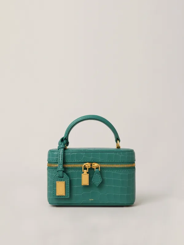 Maya Crocodile Embossed Box Bag - Green sold by JW PEI