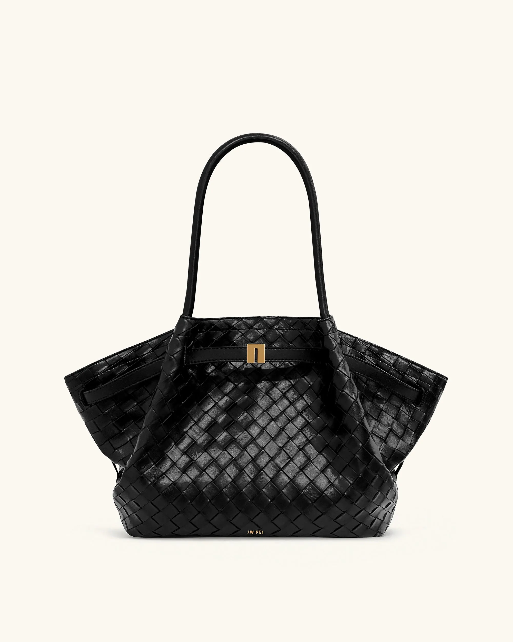Hana Medium Weave Texture Tote Bag - Black sold by JW PEI