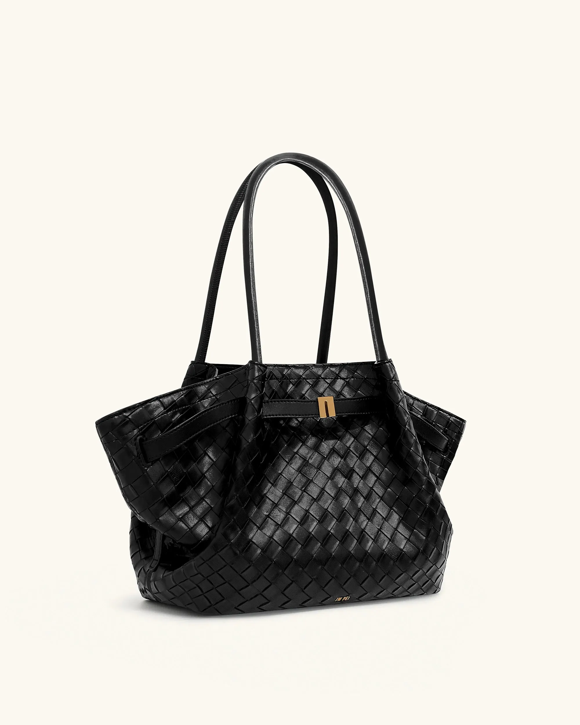 Hana Medium Weave Texture Tote Bag - Black sold by JW PEI product image thumbnail 3