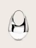Lillian Face Crescent Top Handle Bag - Silver sold by JW PEI
