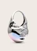 Lillian Face Crescent Top Handle Bag - Silver sold by JW PEI