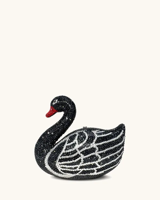 Kinsley Crystal Swan Clutch - Black sold by JW PEI