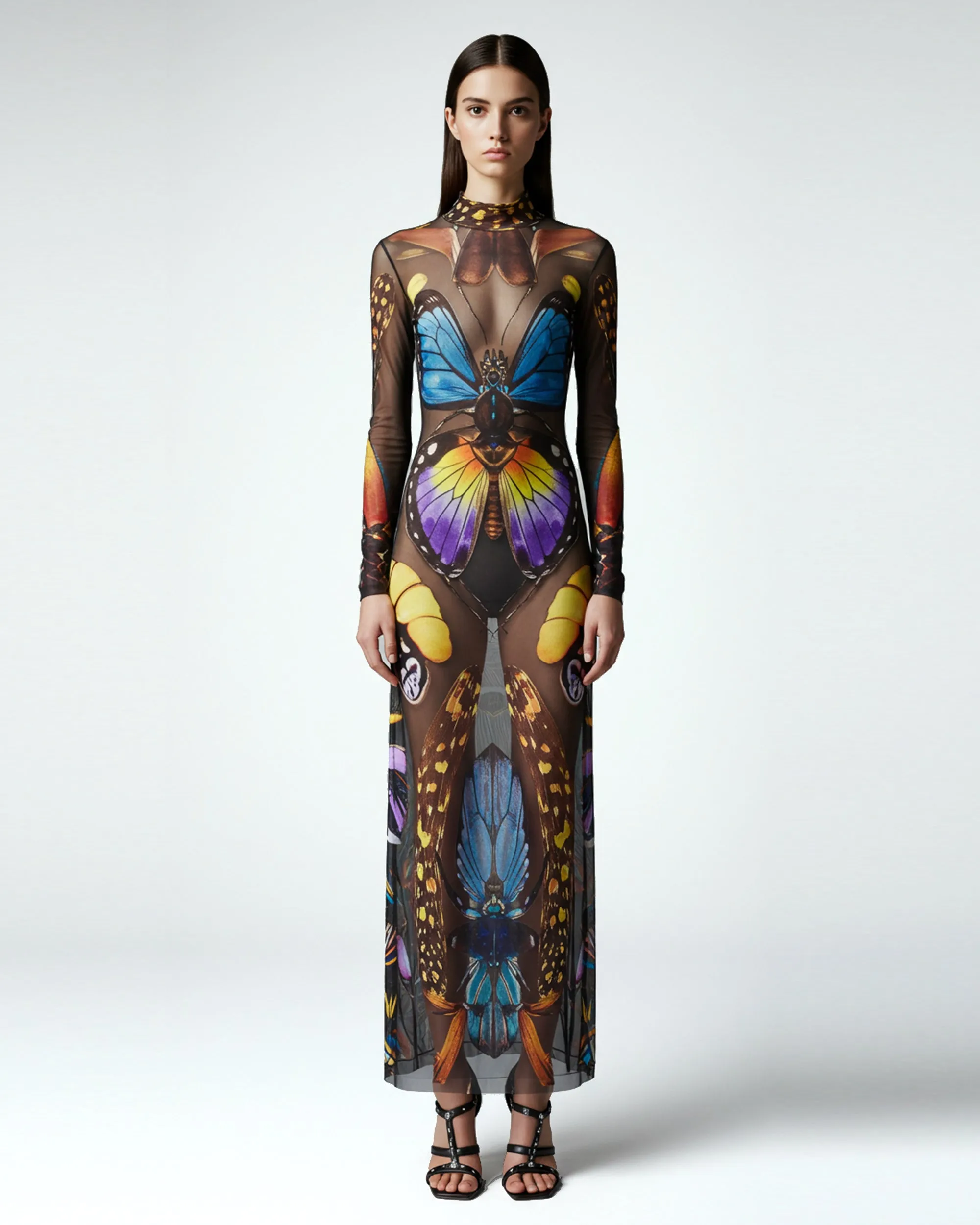 Butterfly Mesh Maxi Dress - Multicolor sold by JW PEI