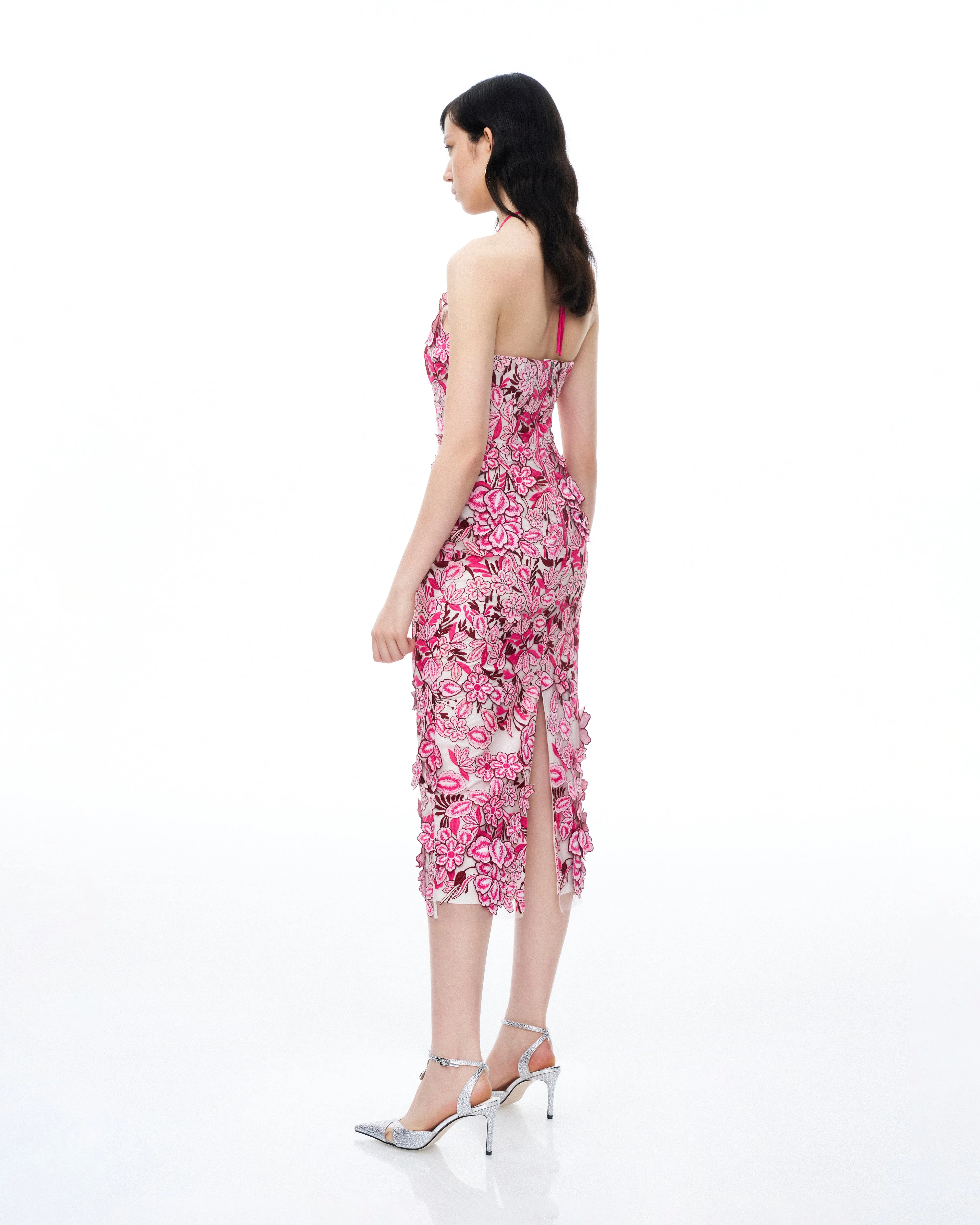 Fiora Halter Neck Floral Embroidered Maxi Dress - Rose Red sold by JW PEI product image thumbnail 3