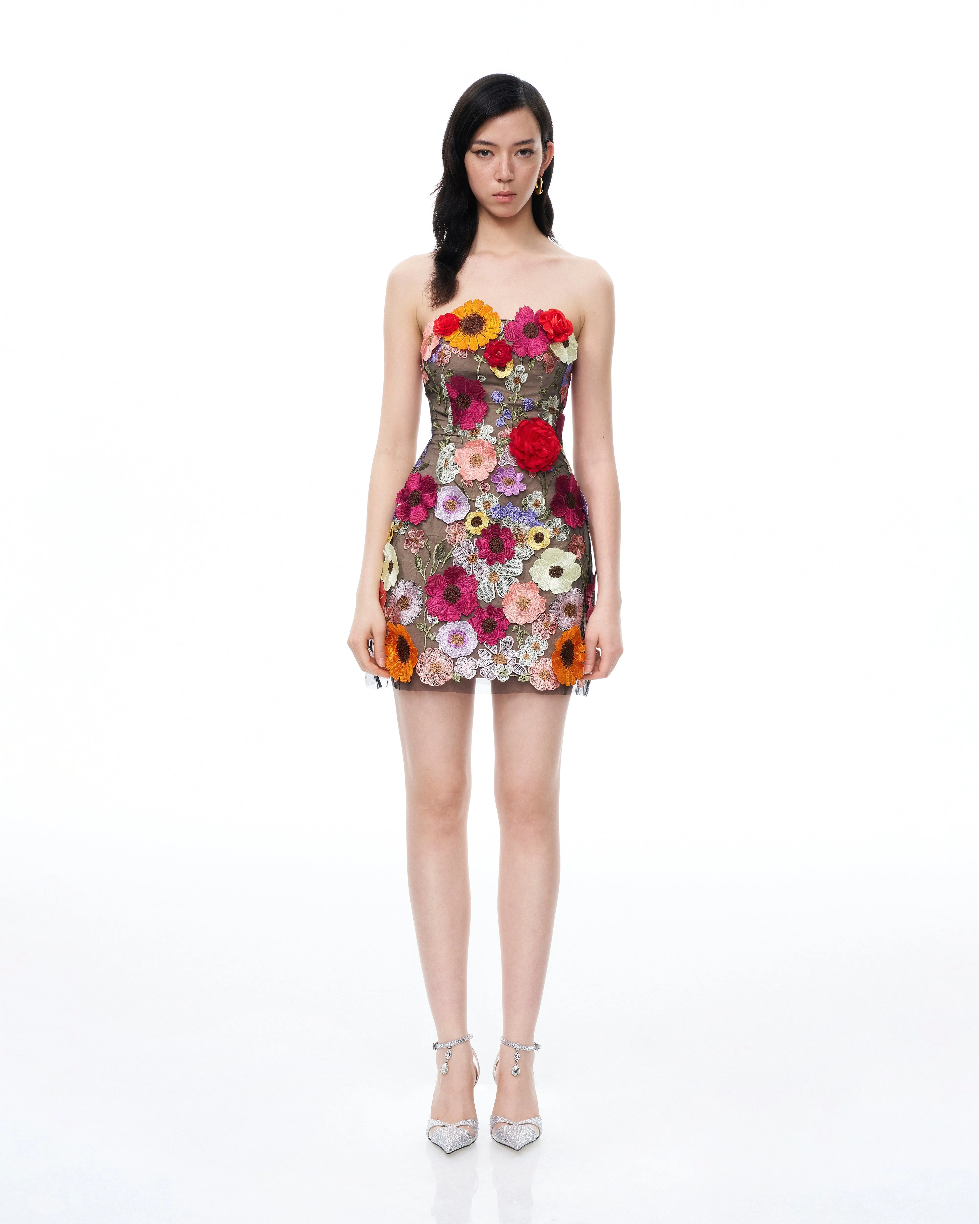 Cassian Floral Embroidered Mini Dress - Black Multi sold by JW PEI
