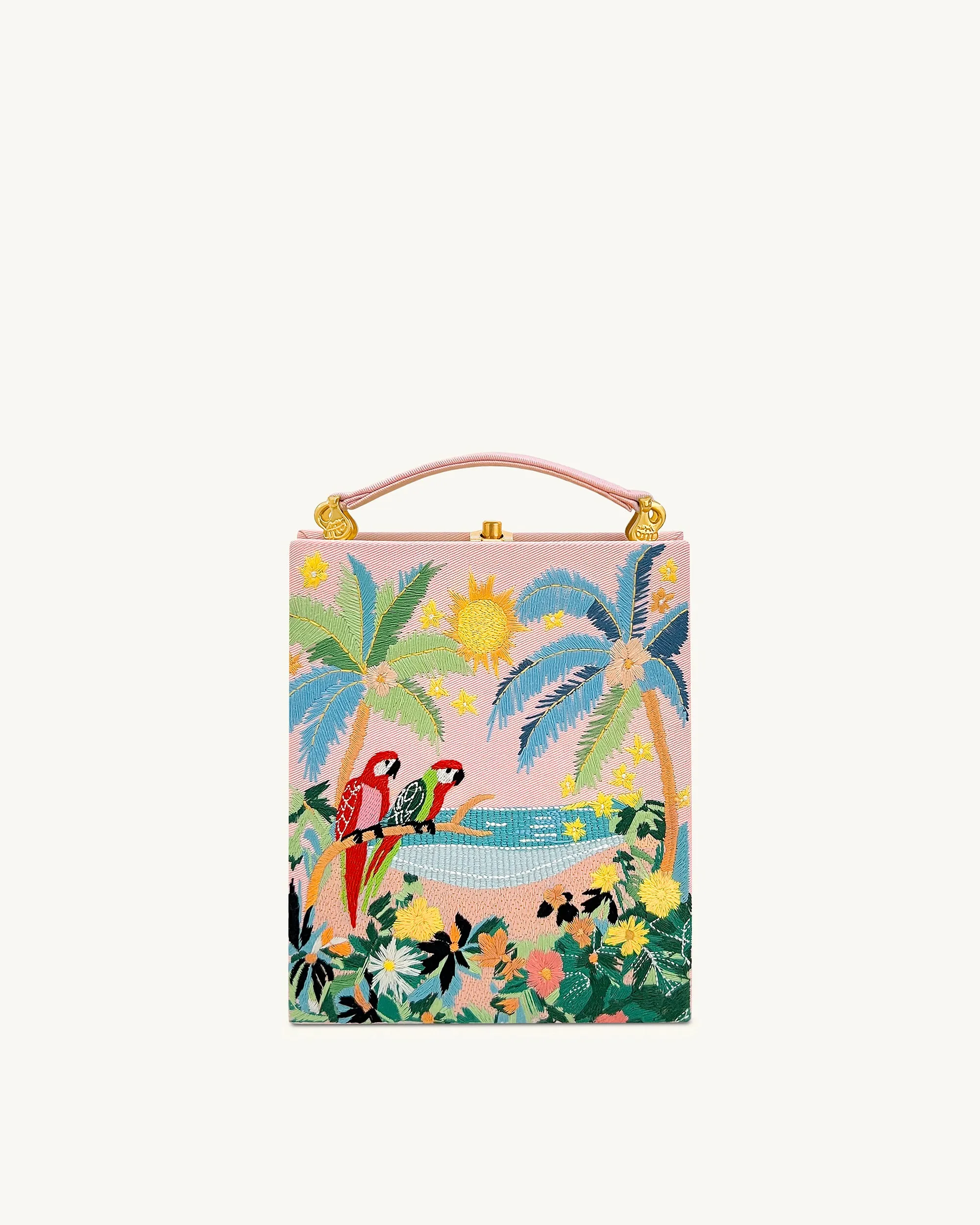 Taya Tropical Parrot Pattern Book Shape Clutch Bag - Pink sold by JW PEI