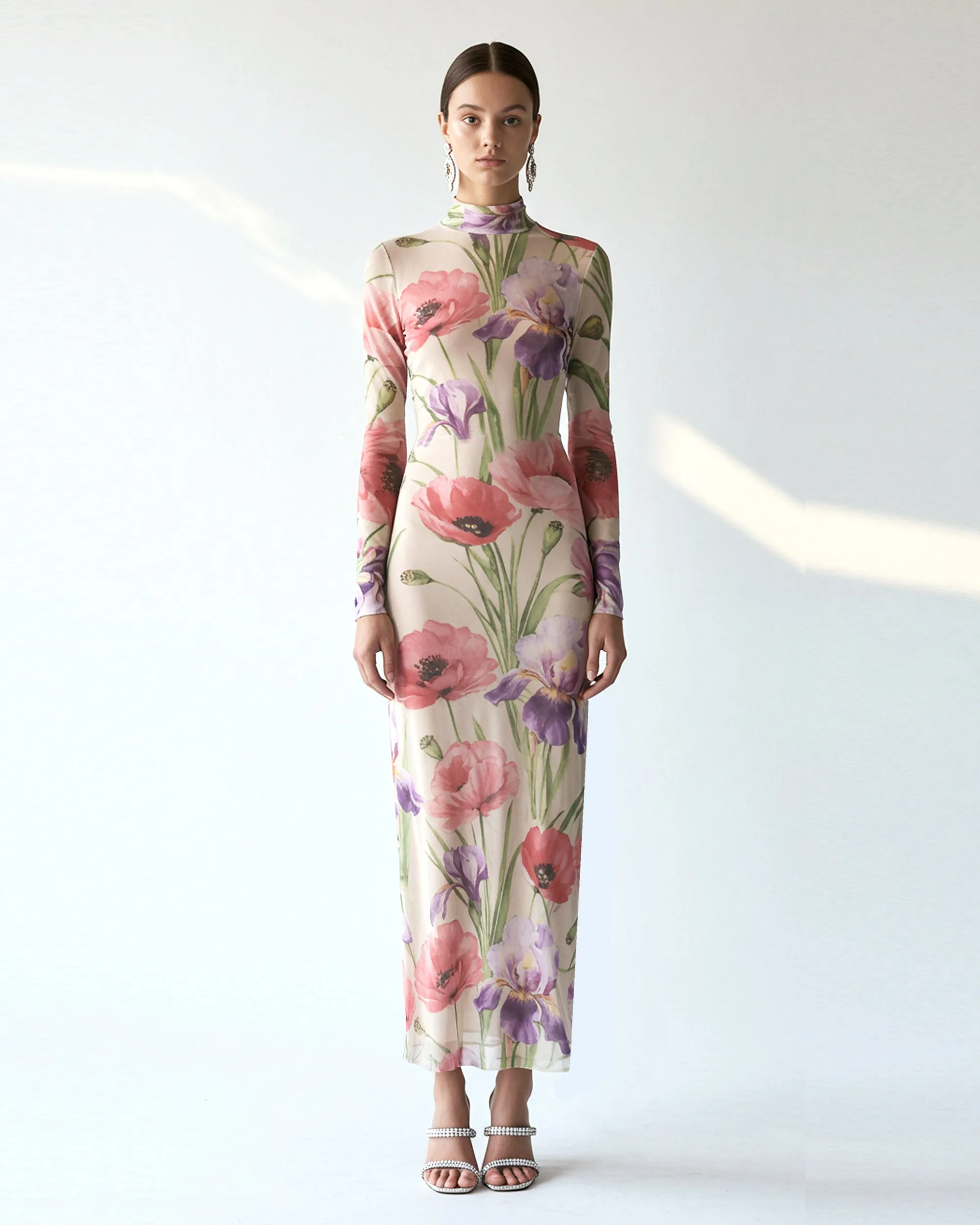 Pastel Floral Mesh Maxi Dress - Multicolor sold by JW PEI