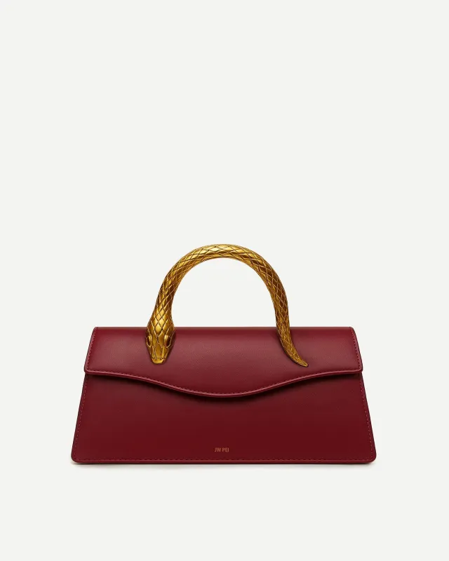 Genesis Handbag with Snake Handle - Burgundy sold by JW PEI