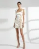 3D Rosette Bow Strap Mini Dress - Ivory sold by JW PEI
