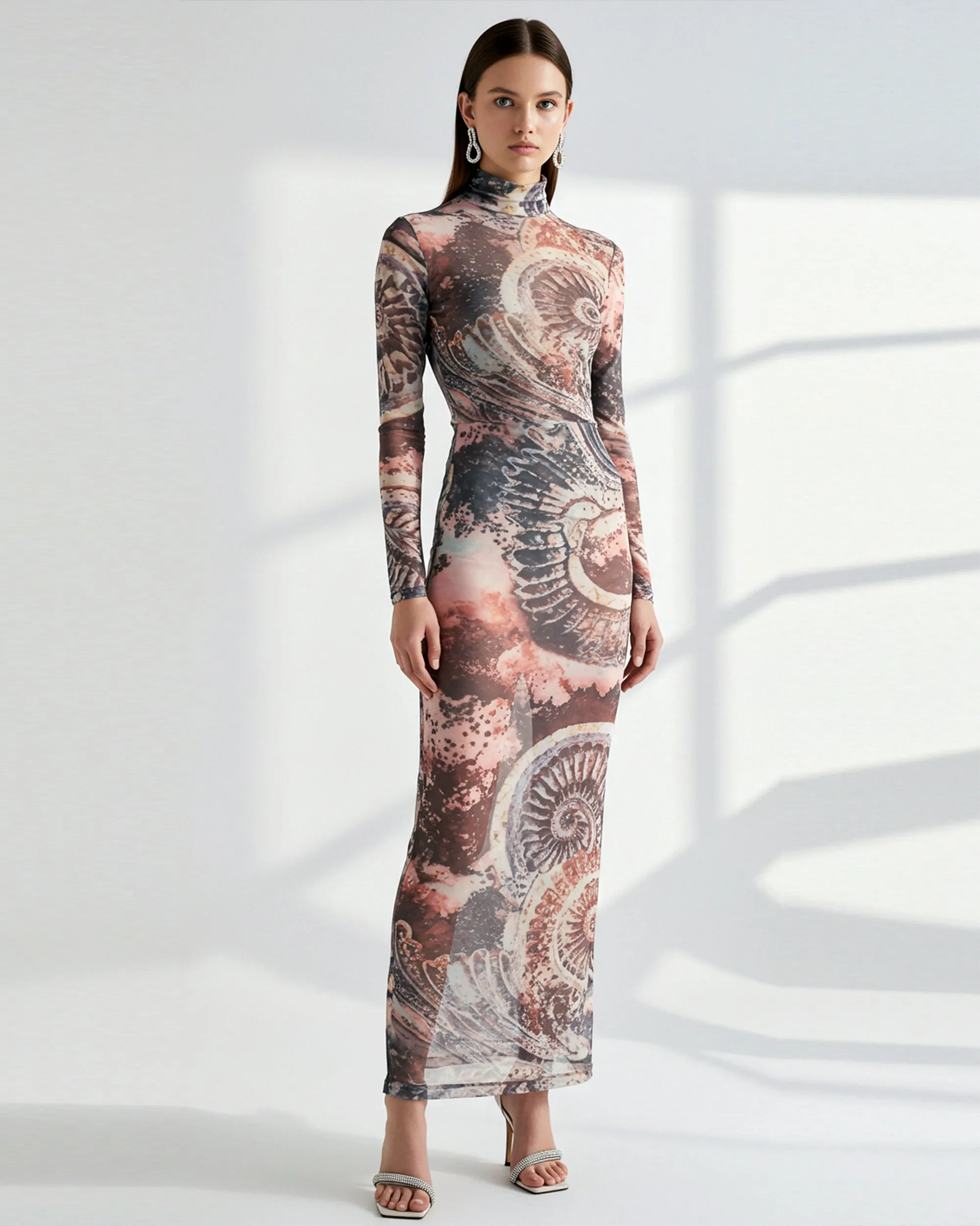 Fossil Shell Print Mesh Maxi Dress - Multicolor sold by JW PEI