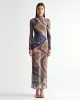 Geometric Houndstooth Mesh Maxi Dress - Multicolor sold by JW PEI