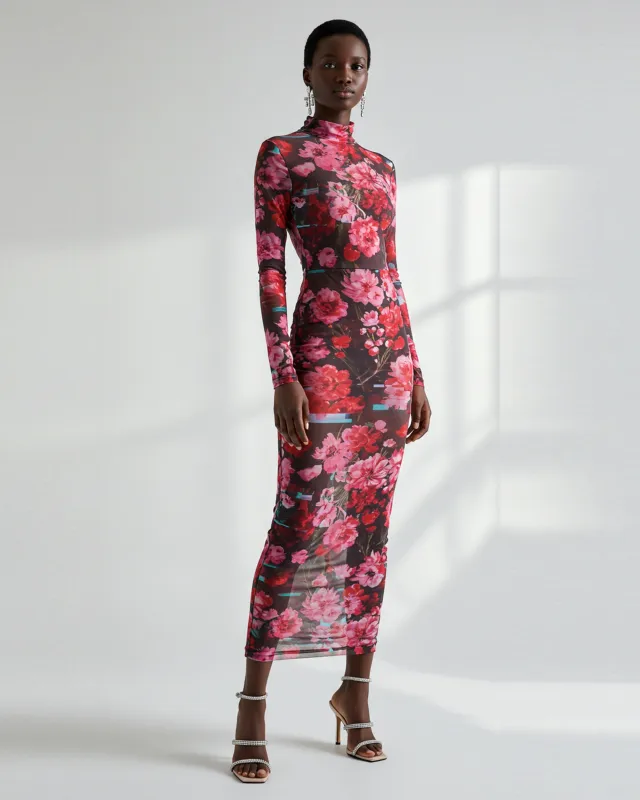 Floral Mesh Maxi Dress - Multicolor sold by JW PEI
