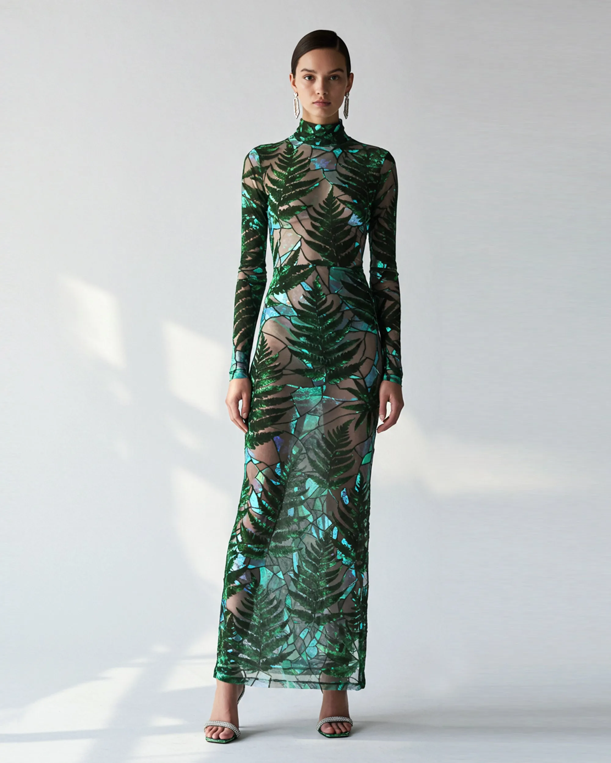 Sequin Embellished Evening Gown - Green sold by JW PEI