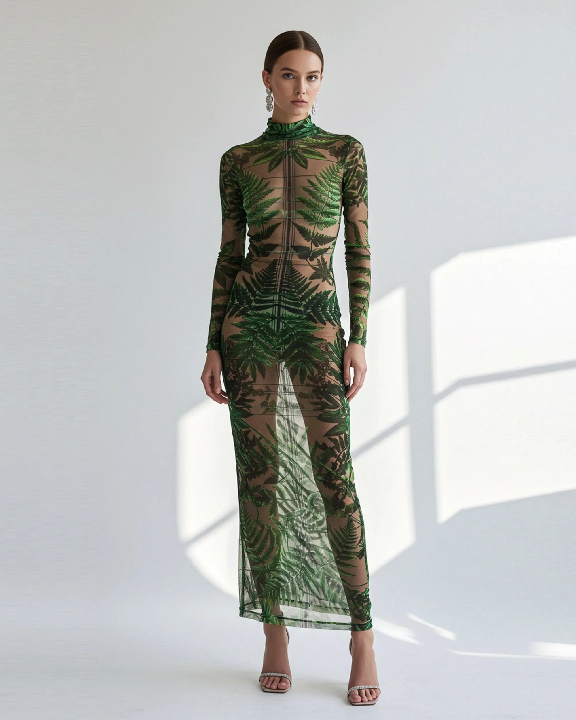 Fern Print Sheer Maxi Dress - Green sold by JW PEI